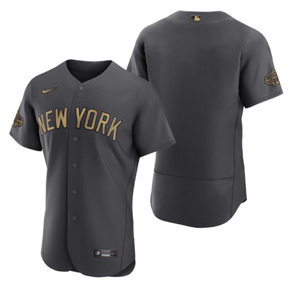 Men's New York Yankees Blank Charcoal 2022 All-Star Flex Base Stitched Baseball Jersey