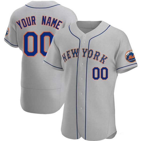 Men's New York Mets ACTIVE PLAYER Custom Gray Road Patch Stitched MLB Jersey