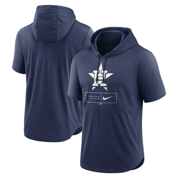 Men's Houston Astros Navy Short Sleeve Pullover Hoodie