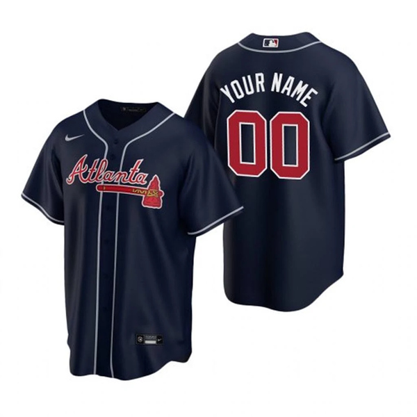 Men's Atlanta Braves Customized Navy Stitched MLB Jersey