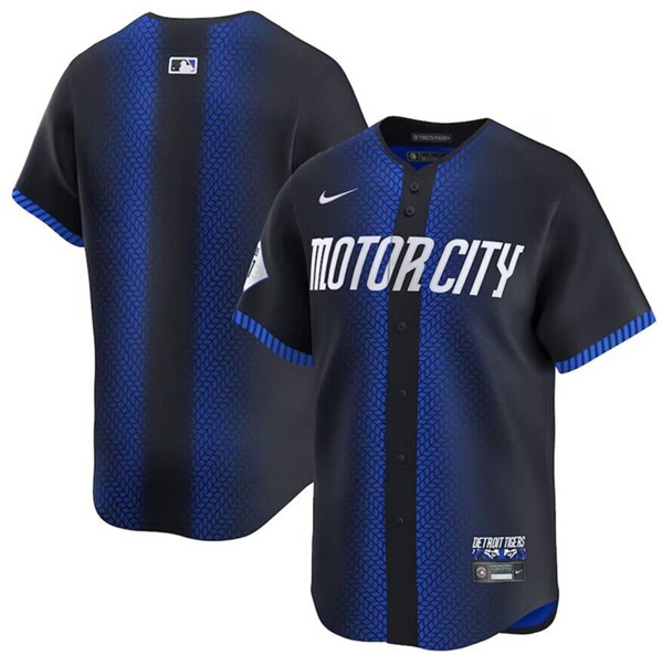 Men's Detroit Tigers Blank 2024 Navy City Connect Cool Base Limited Stitched Baseball Jersey
