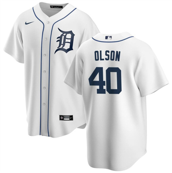 Men's Detroit Tigers #40 Reese Olson White Cool Base Stitched Baseball Jersey