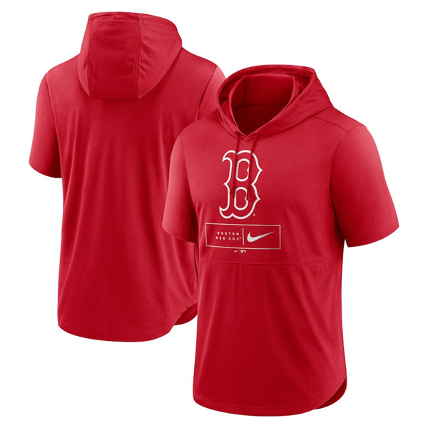 Men's Boston Red Sox Red Short Sleeve Pullover Hoodie