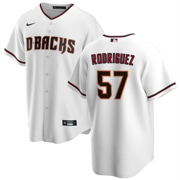 Men's Arizona Diamondbacks #57 Eduardo Rodriguez White Cool Base Stitched Baseball Jersey
