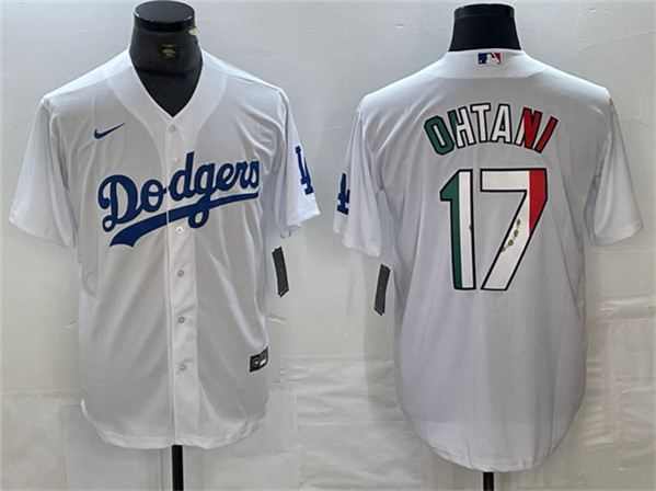 Men's Los Angeles Dodgers #17 Shohei Ohtani White Cool Base Stitched Baseball Jersey