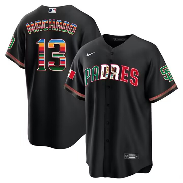 Men's San Diego Padres #13 Manny Machado Mexico Black Cool Base Stitched Baseball Jersey