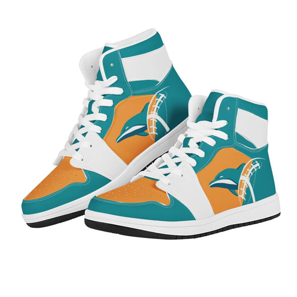 Women's Miami Dolphins AJ High Top Leather Sneakers 002
