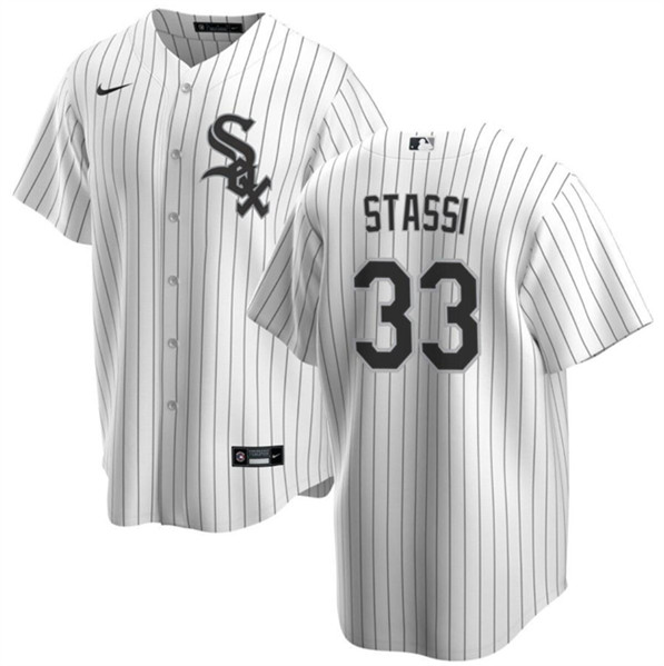 Men's Chicago White Sox #33 Max Stassi White Cool Base Stitched Jersey