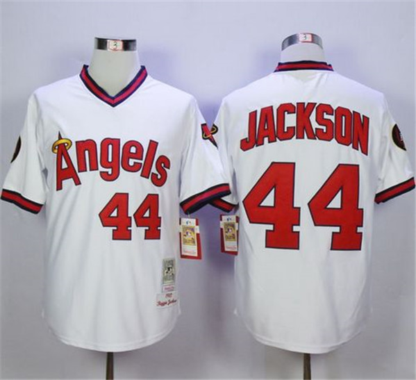 Men's Los Angeles Angels Customized White Mitchell and Ness Cool Base Stitched Baseball Jersey