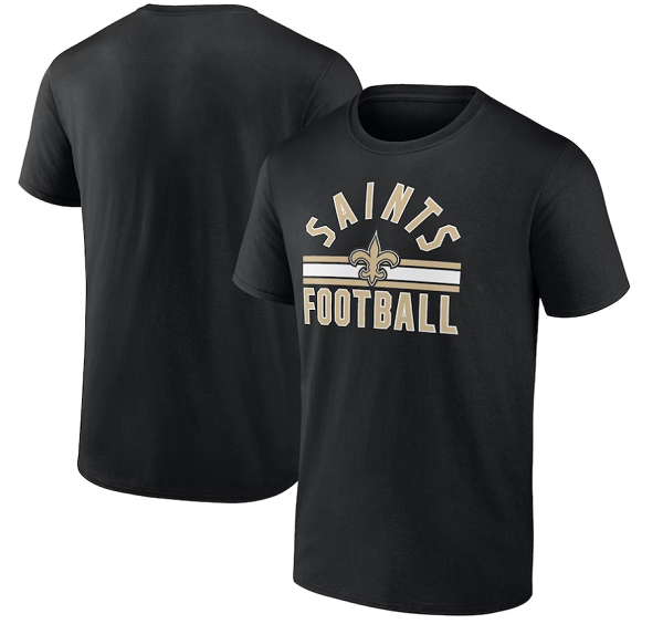 Men's New Orleans Saints Black Standard Arch Stripe T-Shirt
