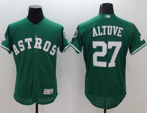 Men's Houston Astros Customized Green Celtic Flex Base Stitched Baseball Jersey
