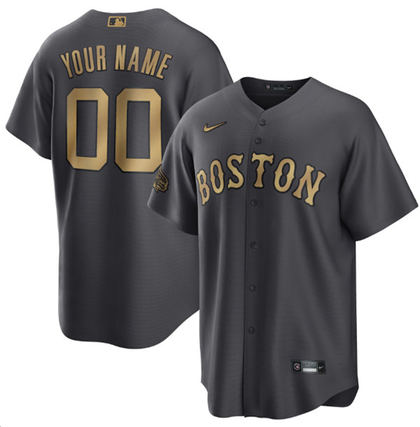 Men's Boston Red Sox Active Player Custom Charcoal 2022 All-star Cool Base Stitched Jersey