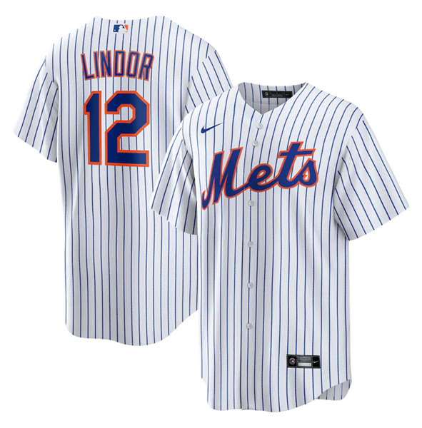 Men's New York Mets White #12 Francisco Lindor Cool Base Stitched MLB Jersey