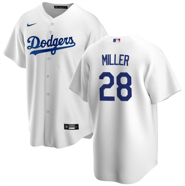 Men's Los Angeles Dodgers #28 Bobby Miller White Cool Base Stitched Jersey