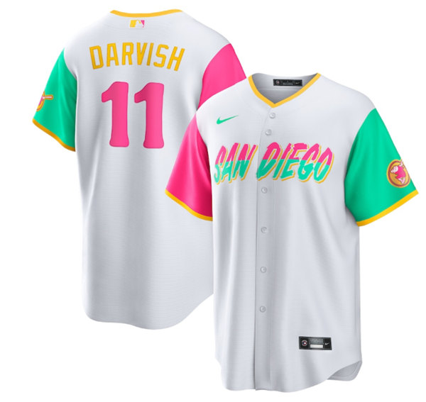 Men's San Diego Padres #11 Yu Darvish White 2022 City Connect Cool Base Stitched Jersey