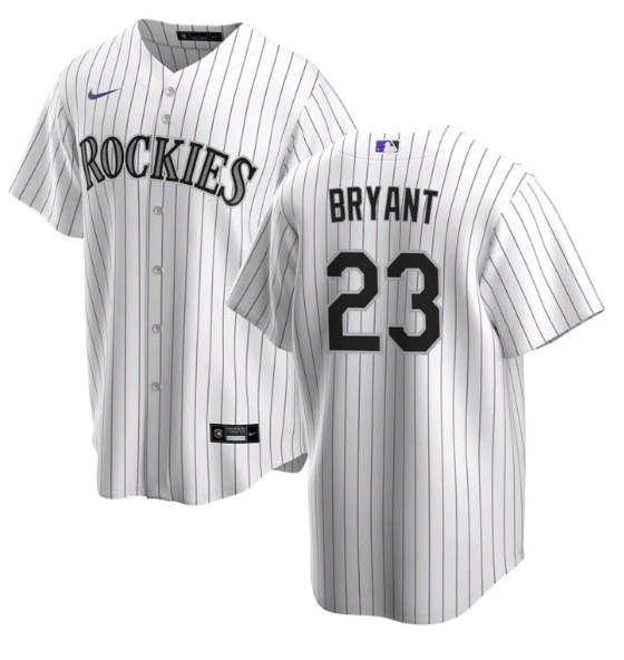 Men's Colorado Rockies #23 Kris Bryant White Stitched Baseball Jersey