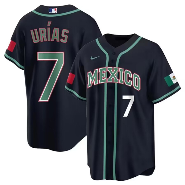 Men's Mexico Baseball #7 Julio Urias 2023 Black World Baseball Classic Stitched Jersey