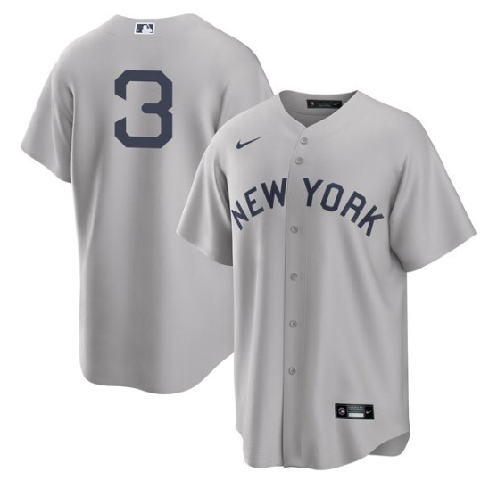 Men's New York Yankees #3 Babe Ruth 2021 Gray Field of Dreams Cool Base Stitched Baseball Jersey