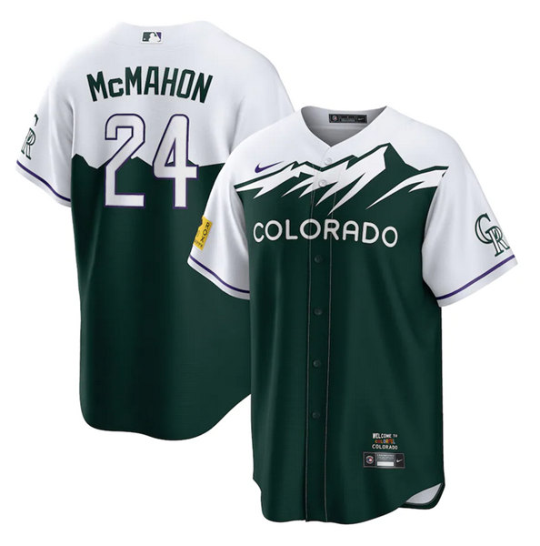 Men's Colorado Rockies #24 Ryan McMahon Green 2022 City Connect Stitched Baseball Jersey