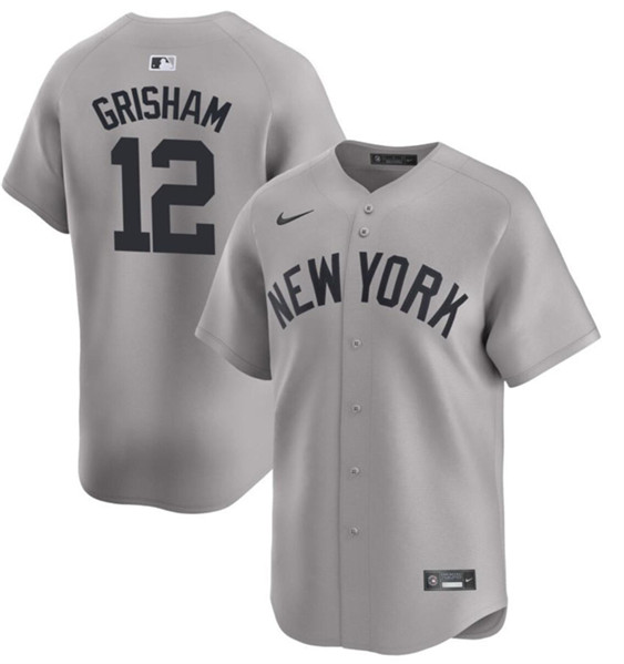Men's New York Yankees #12 Trent Grisham Gray 2024 Away Limited Cool Base Stitched Baseball Jersey