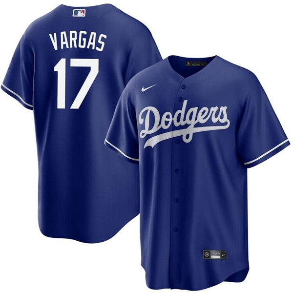 Men's Los Angeles Dodgers #17 Miguel Vargas Blue Cool Base Stitched Baseball Jersey