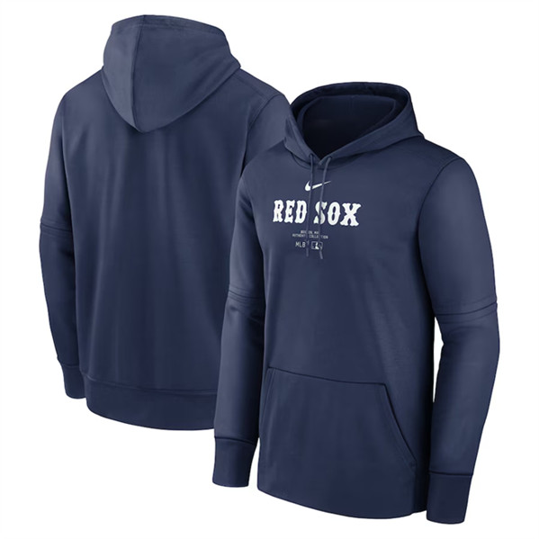 Men's Boston Red Sox Navy Collection Practice Performance Pullover Hoodie