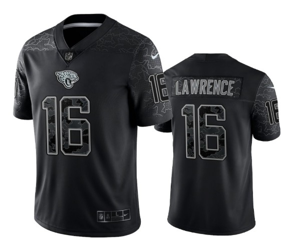 Men's Jacksonville Jaguars #16 Trevor Lawrence Black Reflective Limited Stitched Football Jersey