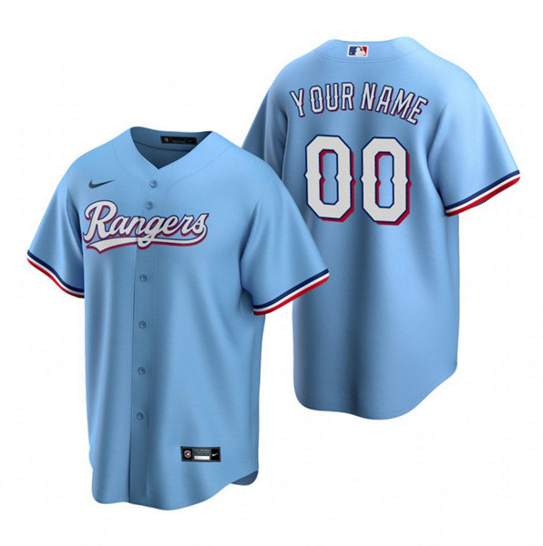 Men's Texas Rangers ACTIVE PLAYER Custom Light Blue Cool Base Stitched Jersey