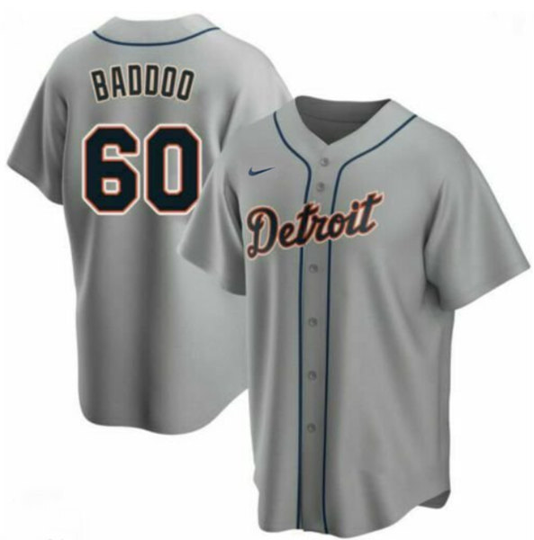 Men's Detroit Tigers #60 Akil Baddoo Gray Cool Base Stitched Jersey
