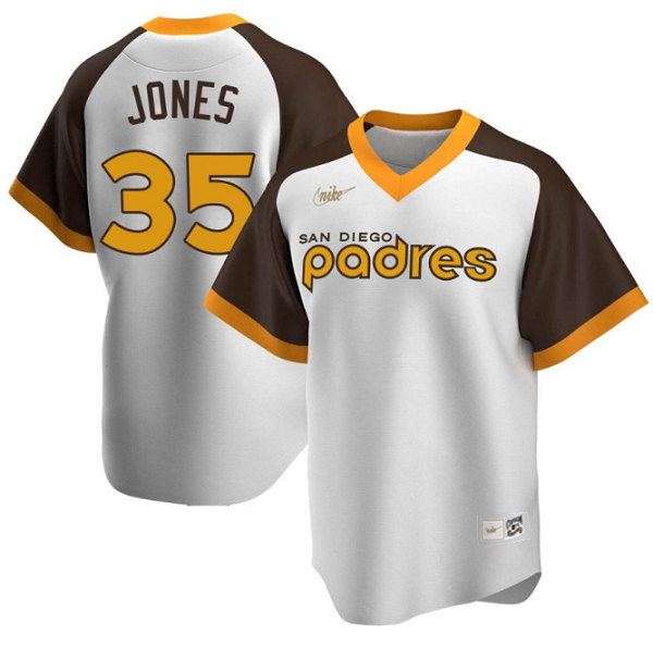 Men's San Diego Padres #35 Randy Jones White Cooperstown Stitched Baseball Jersey