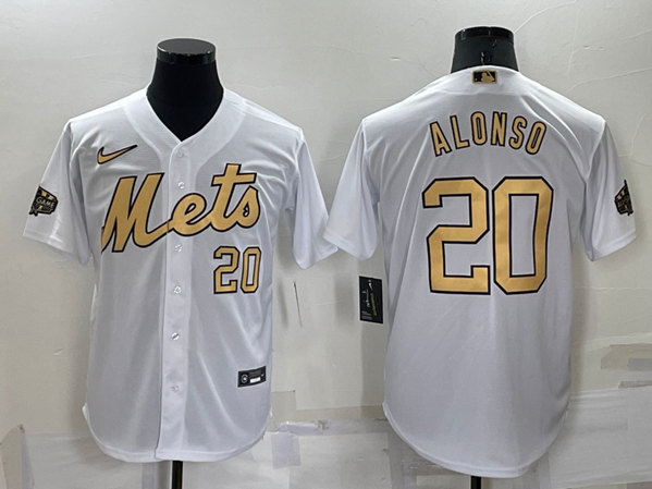 Men's New York Mets #20 Pete Alonso White 2022 All-Star Cool Base Stitched Baseball Jersey