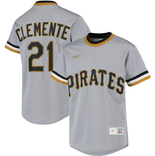 Men's Pittsburgh Pirates #21 Roberto Clemente Gray Stitched Jersey