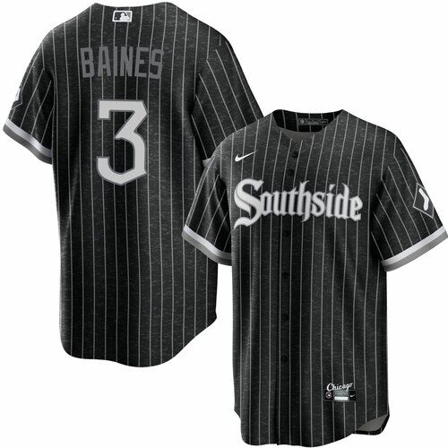 Men's Chicago White Sox #3 Harold Baines Black 2021 City Connect Cool Base Stitched MLB Jersey