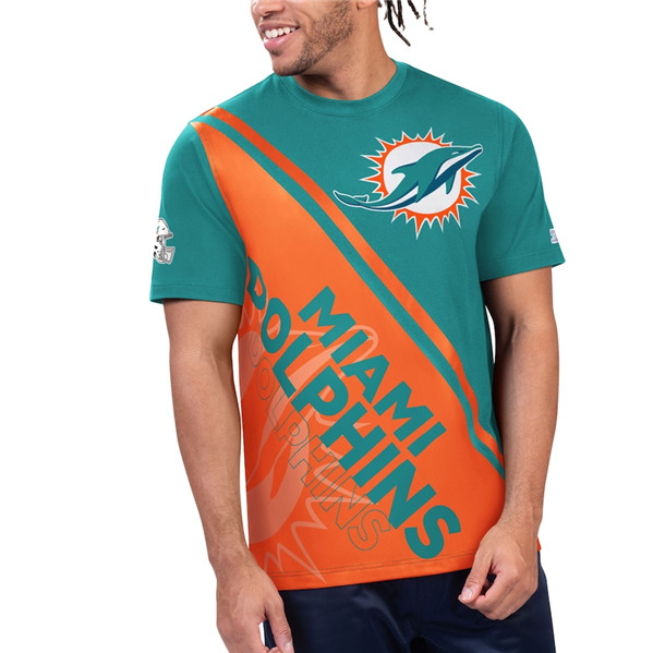 Men's Miami Dolphins Aqua/Orange Starter Finish Line T-Shirt