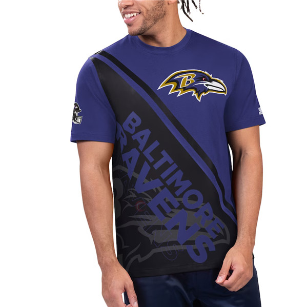 Men's Baltimore Ravens Purple/Black Starter Finish Line T-Shirt