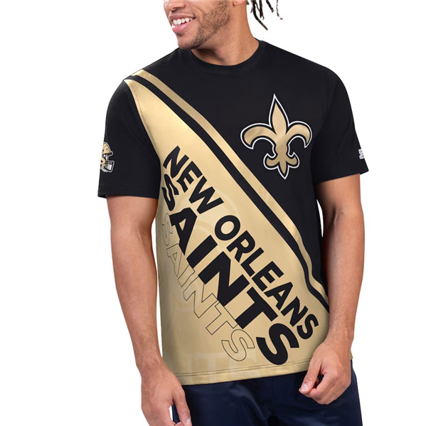 Men's New Orleans Saints Black/Gold Starter Finish Line T-Shirt