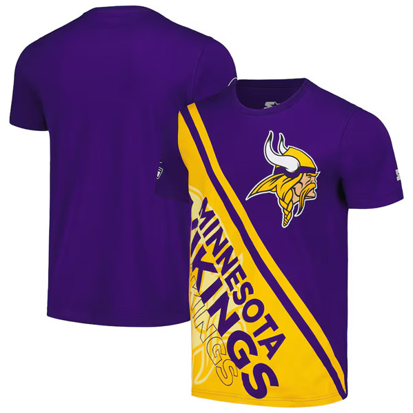Men's Minnesota Vikings Purple/Yellow Starter Finish Line T-Shirt