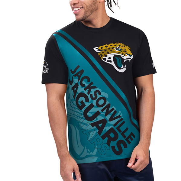 Men's Jacksonville Jaguars Black/Teal Starter Finish Line T-Shirt