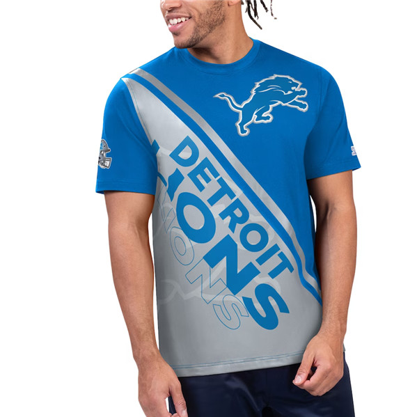 Men's Detroit Lions Blue/Gray Starter Finish Line T-Shirt