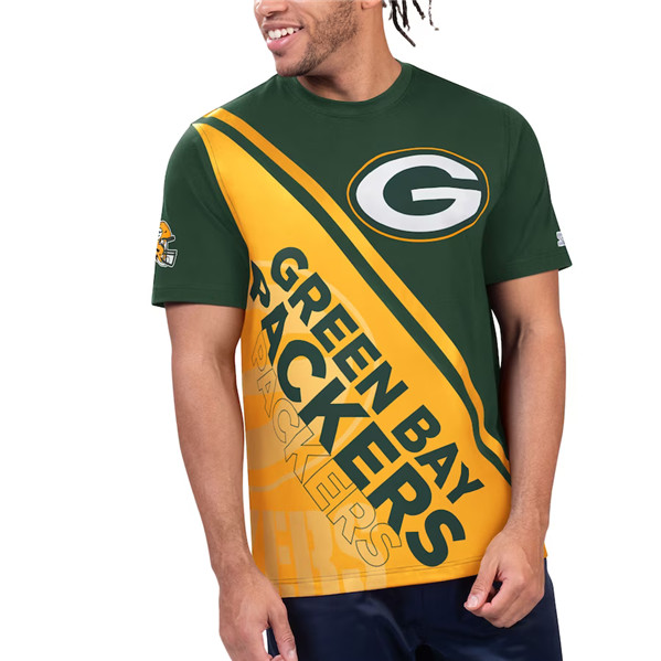 Men's Green Bay Packers Green/Yellow Starter Finish Line T-Shirt