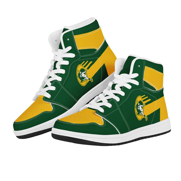Women's Green Bay Packers AJ High Top Leather Sneakers 002