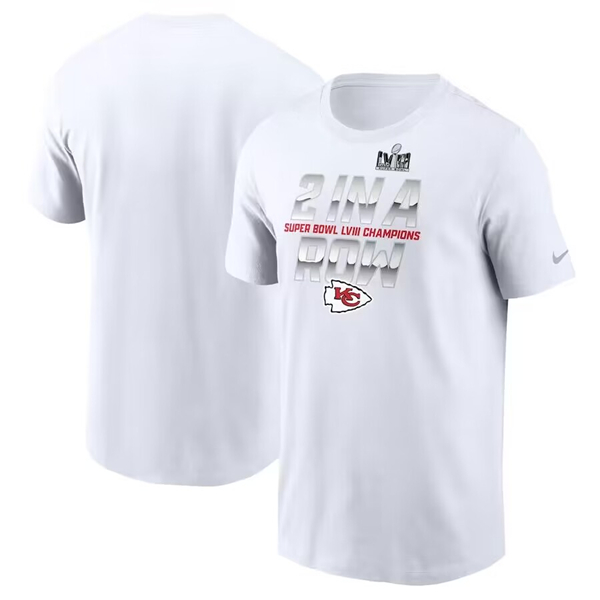 Men's Kansas City Chiefs White Super Bowl LVIII Champions Back-To-Back T-Shirt