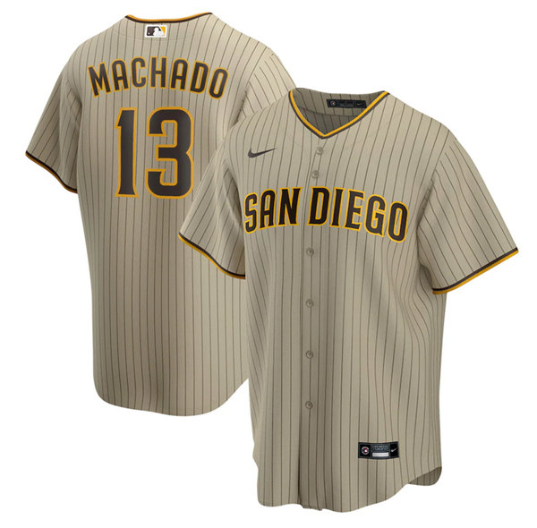 Men's San Diego Padres #13 Manny Machado Tan Stitched Baseball Jersey