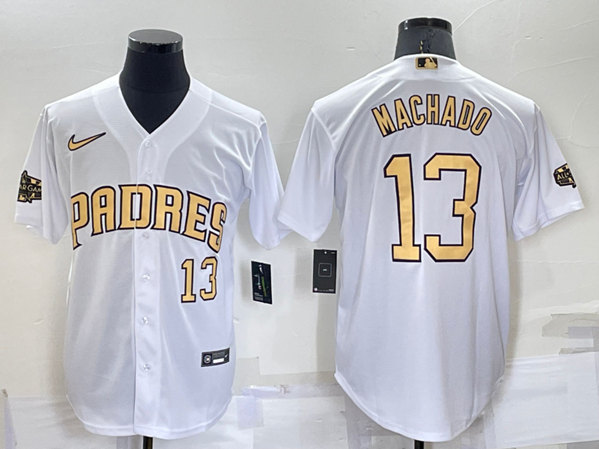 Men's San Diego Padres #13 Manny Machado White 2022 All-Star Cool Base Stitched Baseball Jersey