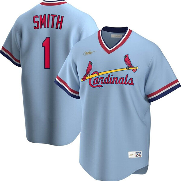 Men's St. Louis Cardinals #1 Ozzie Smith Light Blue Stitched Jersey