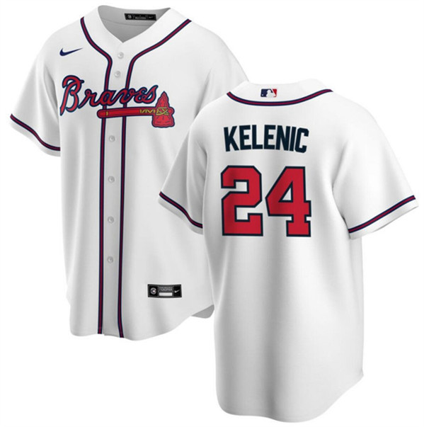 Men's Atlanta Braves #24 Jarred Kelenic White Cool Base Stitched Baseball Jersey