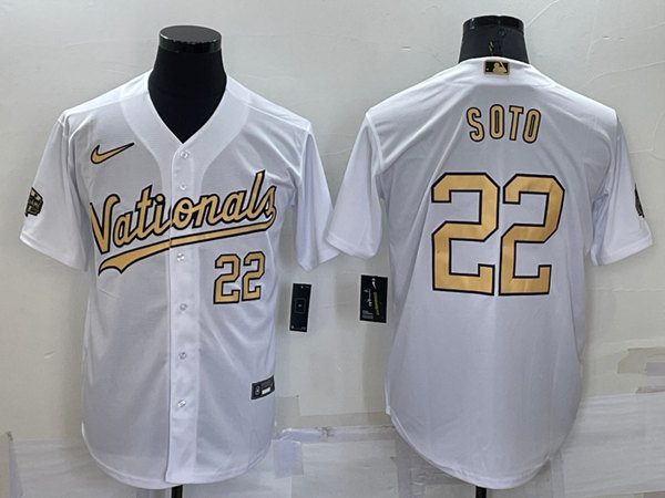 Men's Washington Nationals #22 Juan Soto White 2022 All-Star Cool Base Stitched Baseball Jersey