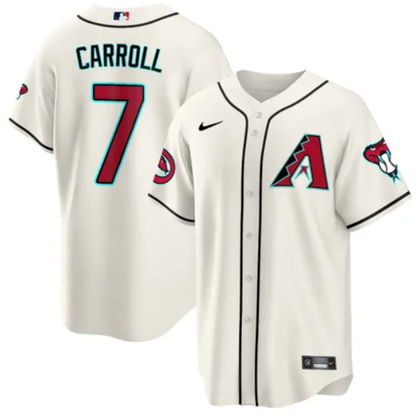 Men's Arizona Diamondbacks #7 Corbin Carroll White 2024 Cool Base Stitched Baseball Jersey