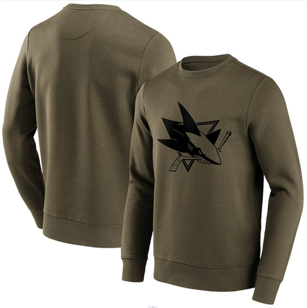 Men's San Jose Sharks Khaki Iconic Preferred Logo Graphic Crew Sweatshirt
