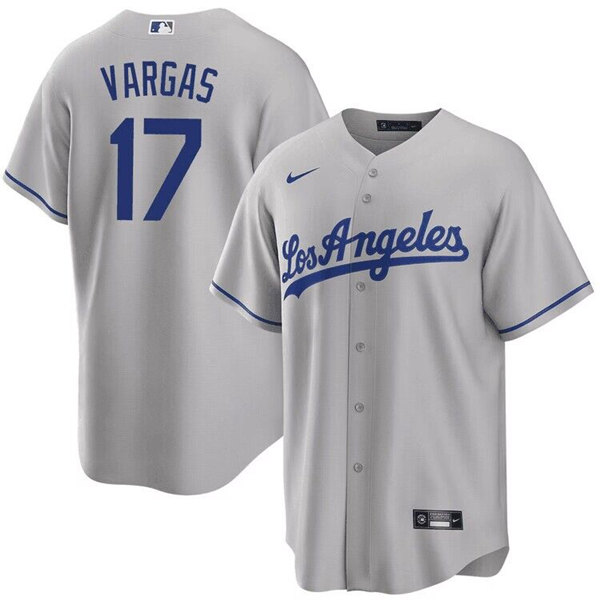 Men's Los Angeles Dodgers #17 Miguel Vargas Gray Cool Base Stitched Baseball Jersey